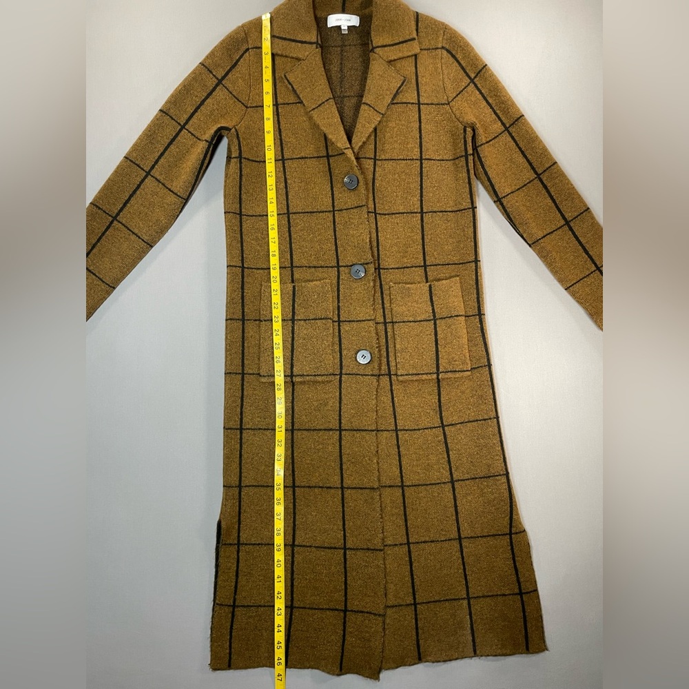 John + Jenn Long Button-Front Sweater Jacket/Coat, Windowpane - Womens Small - Picture 15 of 16